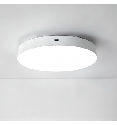 Plafonnier LED rechargeable avec capteur - Capteur micro-ondes, Ø20cm, 6W, CCT, Blanc