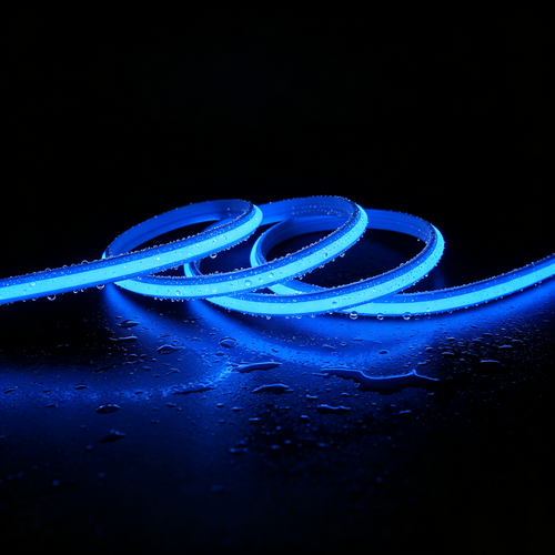 5m 9W/m Bleu Slim COB strip - 230V, IP67 étanche, 296 LED, sécable tous les 10cm