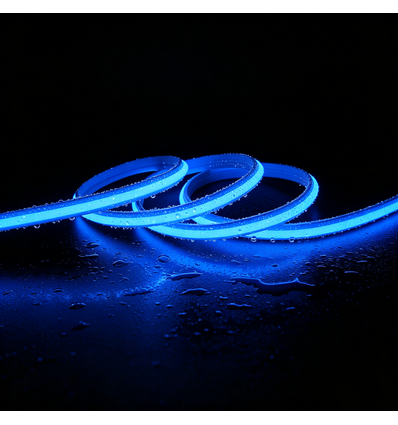5m 9W/m Bleu Slim COB strip - 230V, IP67 étanche, 296 LED, sécable tous les 10cm