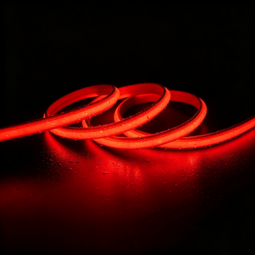 5m 9W/m Rouge Slim COB strip - 230V, IP67 étanche, 296 LED, sécable tous les 10cm
