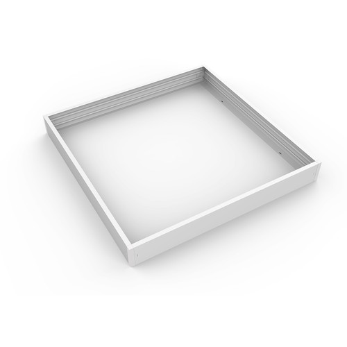 Cadre pour panneau LED 60x60 - Kit de montage rapide, coins en plastique, bord blanc, hauteur 65 mm