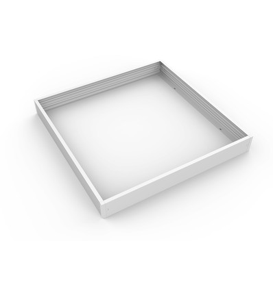 Cadre pour panneau LED 60x60 - Kit de montage rapide, coins en plastique, bord blanc, hauteur 65 mm