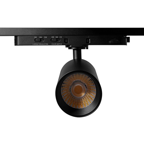 Spot sur rail triphasé 10-14W CCT Triac - RA93, CCT & Watt réglables, noir