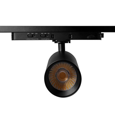 Spot sur rail triphasé 10-14W CCT Triac - RA93, CCT & Watt réglables, noir
