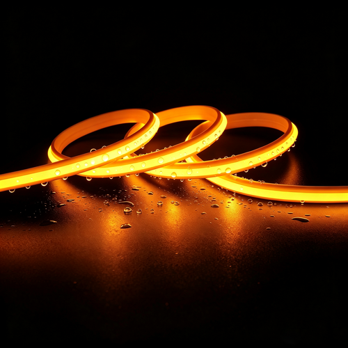 5m 9W/m Jaune Slim COB strip - 230V, IP67 étanche, 296 LED, sécable tous les 10cm