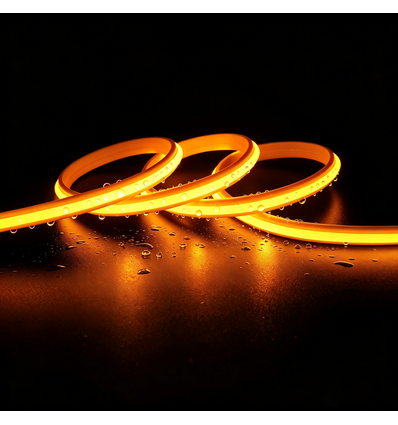 5m 9W/m Jaune Slim COB strip - 230V, IP67 étanche, 296 LED, sécable tous les 10cm
