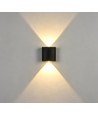 Lot de 6 appliques murales 2W CURVE - IP65, noir, haut/bas, extérieur, source incl.