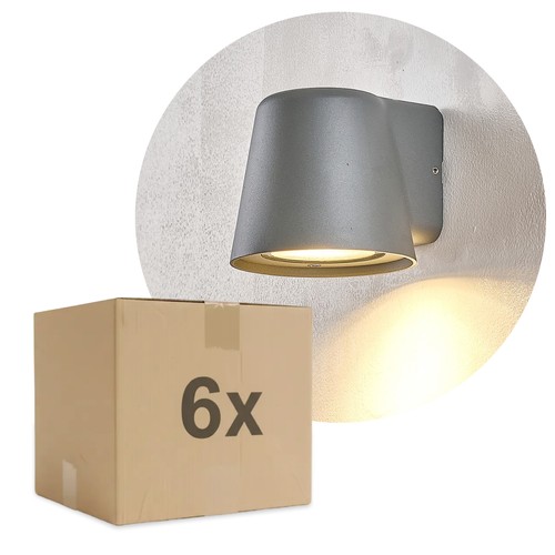 Lot de 6 Appliques Murales Avero GU10 Gris - IP65, sans source lumineuse