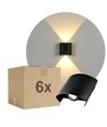 Lot de 6 appliques murales 2W CURVE - IP65, noir, haut/bas, extérieur, source incl.