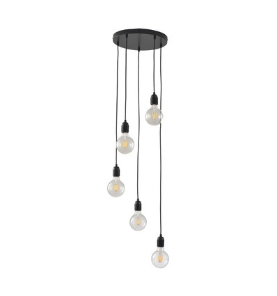 Suspension grappe ALTEA 5xE27 noir - Ø30, sans source lumineuse
