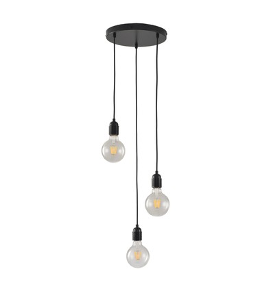 Suspension grappe ALTEA 3xE27 noir - Ø25, sans source lumineuse