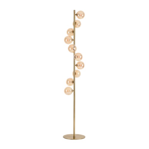 Lampadaire Denia 10xG9 laiton/ambre - 160cm, verre ambré, sans source lumineuse