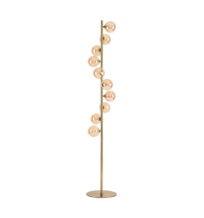 Lampadaire DENIA 10xG9 laiton/ambre - 160cm, verre ambré, sans source lumineuse