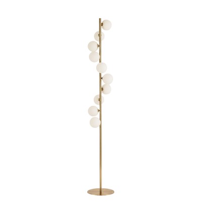 Lampadaire DENIA 10xG9 laiton/blanc - 160cm, verre mat blanc, sans source lumineuse