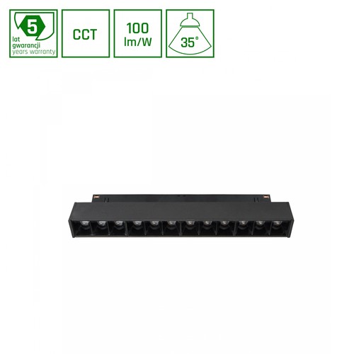 Spot sur rail LEDlife 12W System Shift Grid S - CCT, 40°, 2 phases, noir