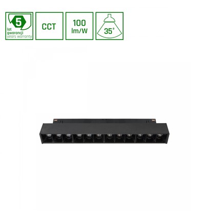 Spot sur rail LEDlife 12W System Shift Grid S - CCT, 40°, 2 phases, noir