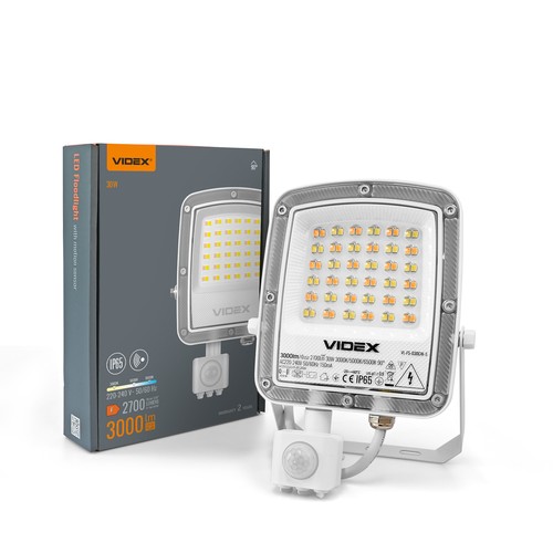 Projecteur LED 30W avec détecteur PIR - CCT, IP65, noir