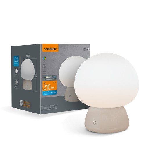 Lampe de table LED Champignon rechargeable - RGB + 3000K blanc froid, portable