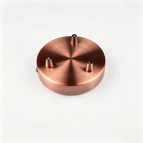 Pavillon en cuivre rouge - Ø12cm, hauteur 2,5cm, 3 trous, rosace de plafond