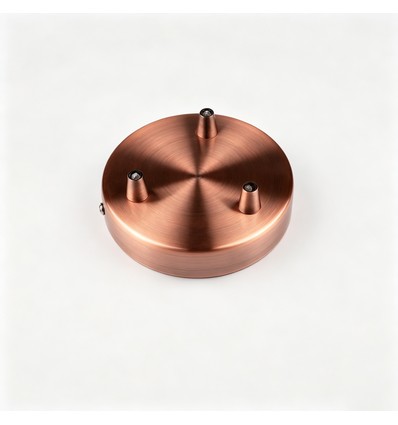 Pavillon en cuivre rouge - Ø12cm, hauteur 2,5cm, 3 trous, rosace de plafond