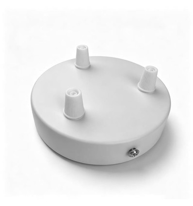 Pavillon blanc - Ø12cm, hauteur 2,5cm, 3 trous, rosace de plafond