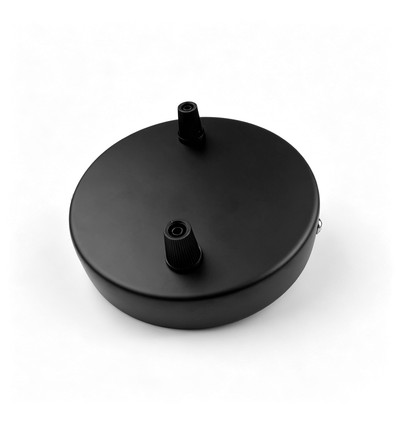 Baldaquin en noir - Ø12cm, hauteur 2,5cm, 2 trous, rosace de plafond