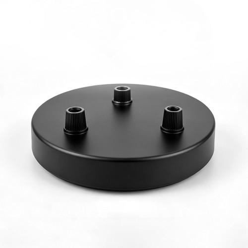 Baldaquin en noir - Ø12cm, hauteur 2,5cm, 3 trous, rosace de plafond
