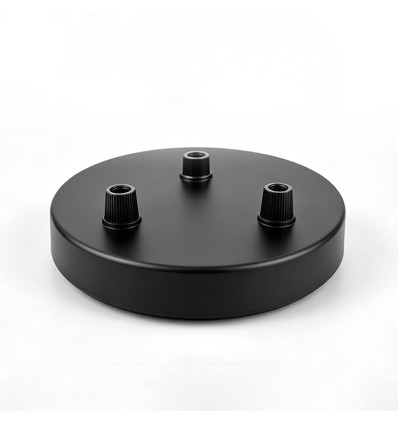 Baldaquin en noir - Ø12cm, hauteur 2,5cm, 3 trous, rosace de plafond