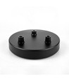 Baldaquin en noir - Ø12cm, hauteur 2,5cm, 3 trous, rosace de plafond