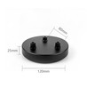 Baldaquin en noir - Ø12cm, hauteur 2,5cm, 3 trous, rosace de plafond