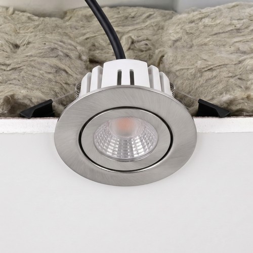 Spot LED 7W RA96 CCT + DimToWarm pour isolation - Dimmable, Trou: Ø6,8 cm, Dim: Ø9,3 cm, acier brossé