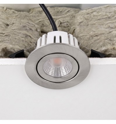 Spot LED 7W RA96 CCT + DimToWarm pour isolation - Dimmable, Trou: Ø6,8 cm, Dim: Ø9,3 cm, acier brossé