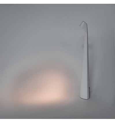 Lampe de table LED rechargeable int/ext - Blanc, 40cm, dimmable 3 niveaux, IP44