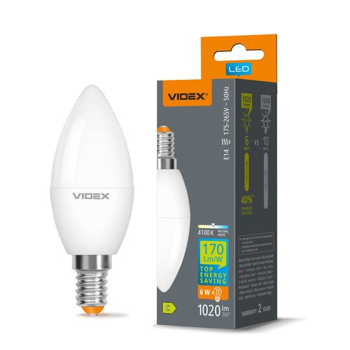 Ampoule LED flamme E14 6W - C37, blanc neutre
