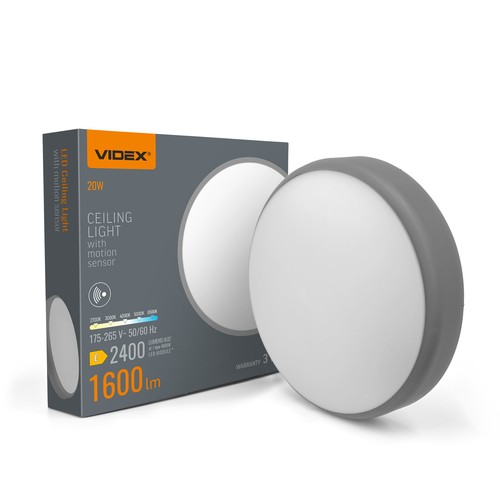 Plafonnier avec détecteur de mouvement - 20W, 5CCT, bord blanc