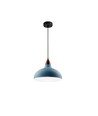 Suspension BIRK Bleu Pétrole Ø24cm - Douille E27, câble 2m, métal / bois