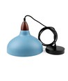 Suspension BIRK Bleu Pétrole Ø24cm - Douille E27, câble 2m, métal / bois