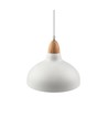 Suspension BIRK Blanc Ø19cm - Douille E27, câble 2m, métal / bois