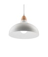 Suspension BIRK Blanc Ø19cm - Douille E27, câble 2m, métal / bois