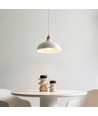 Suspension BIRK Blanc Ø19cm - Douille E27, câble 2m, métal / bois