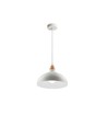Suspension BIRK Blanc Ø24cm - Douille E27, câble 2m, métal / bois