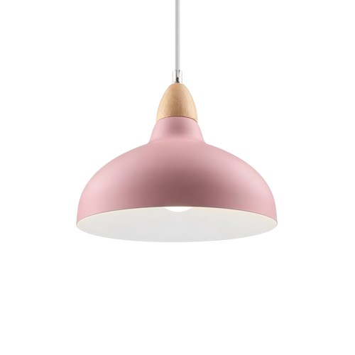 Suspension BIRK Rose Ø19cm - Douille E27, câble 2m, métal / bois