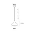 Suspension BIRK Rose Ø19cm - Douille E27, câble 2m, métal / bois