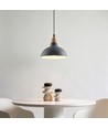 Suspension BIRK Bleu Ø19cm - Douille E27, câble 2m, métal / bois
