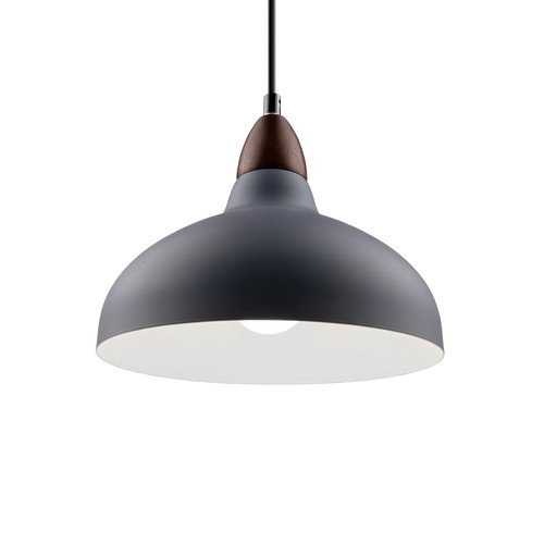 Suspension BIRK Gris Ø24cm - Douille E27, câble 2m, métal / bois