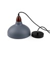 Suspension BIRK Gris Ø19cm - Douille E27, câble 2m, métal / bois