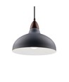 Suspension BIRK Gris Ø19cm - Douille E27, câble 2m, métal / bois
