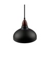 Suspension BIRK Noir Ø24cm - Douille E27, câble 2m, métal / bois
