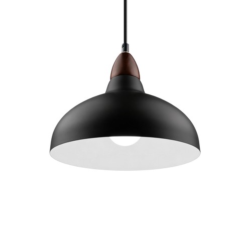 Suspension BIRK Noir Ø24cm - Douille E27, câble 2m, métal / bois