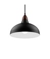 Suspension BIRK Noir Ø24cm - Douille E27, câble 2m, métal / bois